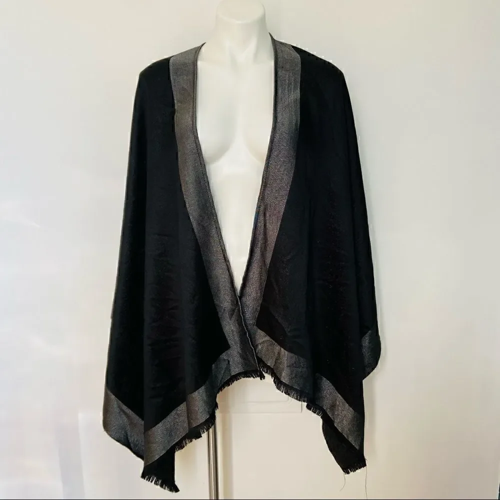 CK Metallic Knit Poncho Scarf Wrap